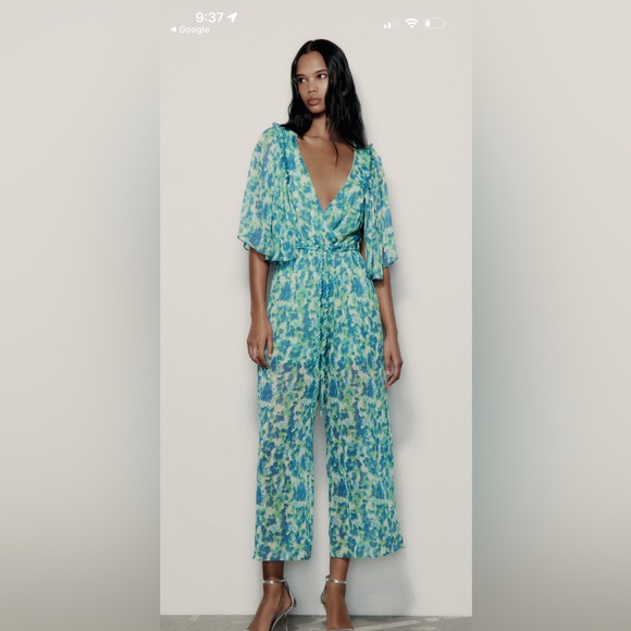 NWT ZARA FLUID PRINTED LONG JUMPSUIT Size L - Picture 4 of 9